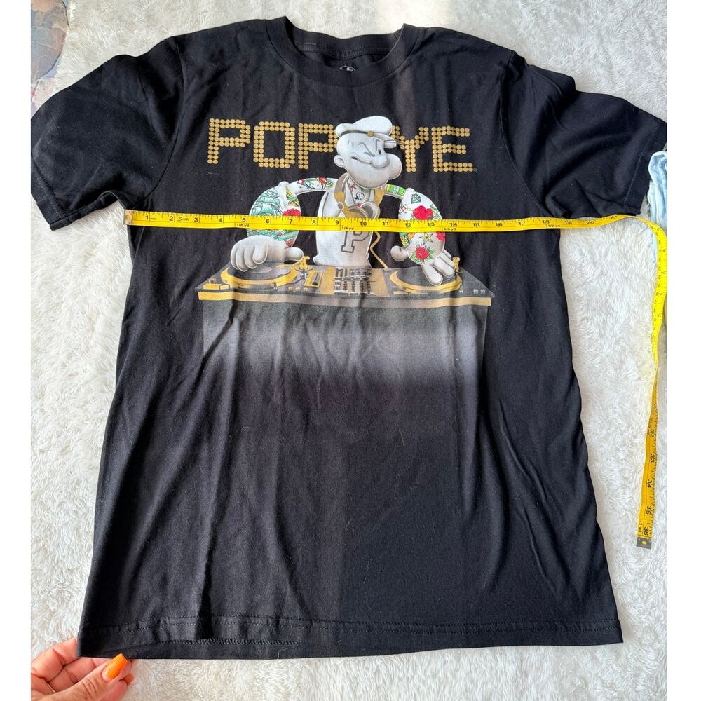 Popeye DJ Graphic T Shirt Men’s Small Black Jerry Leigh Cartoon Tee NWOT